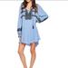 Free People Tops | Free People Wind Willow Embroidered Tunic Dress Blue Xs | Color: Black/Blue | Size: Xs