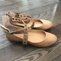 Jessica Simpson Shoes | Jessica Simpson Ballet Flats With Ankle Strap | Color: Tan | Size: 9.5