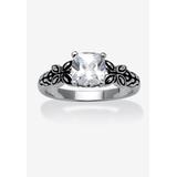 Women's Cushion-Cut Birthstone Ring In Sterling Silver by PalmBeach Jewelry in April (Size 7)