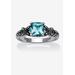 Women's Cushion-Cut Birthstone Ring In Sterling Silver by PalmBeach Jewelry in December (Size 7)