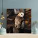 Loon Peak® Brown & White Owl On Brown Wooden Post - 1 Piece Rectangle Graphic Art Print On Wrapped Canvas Metal in Black/White | Wayfair