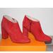 Kate Spade Shoes | Kate Spade Darota Red Suede Ankle Bootie Boots Heels Size 6.5 Nwot | Color: Gold/Red | Size: 6.5