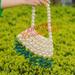 Zara Bags | Bloggers Fav Zara Beaded Shoulder Bag With Floral Bottom | Color: Green/White | Size: Os