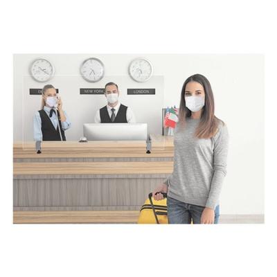 Magnetoplan Nies- und Spuckschutz rahmenlose Hygienewand Acrylglas mit Klemmhaltern 162 x 7 transparent, 162x62x7 cm Image
