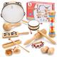 OATHX Baby Musical Toys for Toddlers 3+ Instruments for Ages 3-5 Wooden Music Set Montessori Toys for Babies Drum Tambourine Maracas Shakers Gifts for 6 7 Years Old Girl Boys