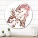 East Urban Home Bouquet Of White Tropical Flowers II - Traditional Metal Circle Wall Art Metal in Pink/Red | 11 H x 11 W x 1 D in | Wayfair