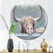 East Urban Home Big Bull w/ Horns Behind A Low Wall - Traditional Metal Circle Wall Art Metal in Brown/Gray | 11 H x 11 W x 1 D in | Wayfair