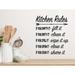 Story Of Home Decals Kitchen Rules Wall Decal Vinyl in Black | 24 H x 20 W in | Wayfair KITCHEN 195i