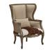 Wingback Chair - One Allium Way® 33.5" W Wingback Chair Linen/Wood in Brown/White | 43.5 H x 33.5 W x 31 D in | Wayfair