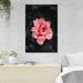 Red Barrel Studio® Pink Rose Flowers on after 1 Piece Rectangle Graphic Art Print on Wrapped Canvas in Black/Pink | 14 H x 11 W x 2 D in | Wayfair