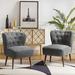 Accent Chair - Wade Logan® Afzal 25.8" W Modern Tufted Polyester Side Accent Chair w/ Solid Wood Legs Polyester in Gray | Wayfair