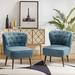 Accent Chair - Wade Logan® Afzal 25.8" W Modern Tufted Polyester Side Accent Chair w/ Solid Wood Legs Polyester in Blue | Wayfair