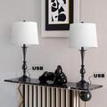 Canora Grey 25" Desk Lamp Set 2 Modern Vintage Bedside Lamps Metal/Fabric in Black | 25 H x 11 W x 11 D in | Wayfair