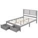 Red Barrel Studio® Full Size Modern Platform Bed w/ Two Drawers, w/ Slatted Headboard, No Box Spring, White Wood in Gray | Wayfair