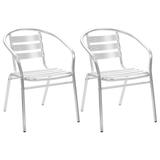 vidaXL Stackable Patio Chairs Outdoor Chair with Triple Slat Back Aluminum - Silver
