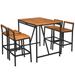 5 Piece Outdoor Acacia Wood Bar Table Set Bar Height Dining Set