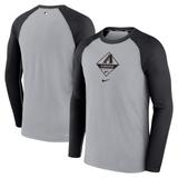 Men's Nike Gray/Black Arizona Diamondbacks Game Authentic Collection Performance Raglan Long Sleeve T-Shirt
