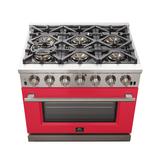 Forno Capriasca 36" 5.32 cu. ft. Freestanding Gas Convection Oven in Red | 38.4 H x 36 W x 28 D in | Wayfair FFSGS6260-36RED