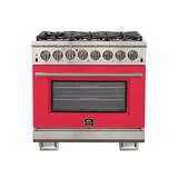 Forno Capriasca 36" 5.32 cu. ft. Freestanding Duel Fuel Range in Red | 38.4 H x 36 W x 28 D in | Wayfair FFSGS6187-36RED
