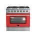 Forno Galiano 36" 5.36 cu. ft. Freestanding Duel Fuel Convection Oven, Stainless Steel in Red | 38 H x 36 W x 28 D in | Wayfair FFSGS6244-36RED