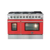Forno Galiano 48" 6.58 cu. ft. Freestanding Gas Range w/ Griddle & Convection Oven in Red | 38 H x 48 W x 28 D in | Wayfair FFSGS6244-48RED