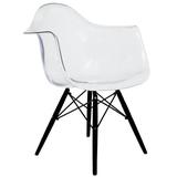 Orren Ellis Chidi Dining Chair in Clear Plastic/Acrylic in Black/Brown | 31.25 H x 24 W x 23 D in | Wayfair 24CF0498FC7B4A1594B5F0576FA4BF4D