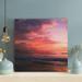 Rosecliff Heights Sea Waves Crashing On Shore During Sunset 1 - 1 Piece Square Graphic Art Print On Wrapped Canvas in Red | Wayfair