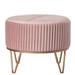 Round Velvet Ottoman Stool Raised with Hairpin Gold Base