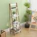 Solid Bamboo wood 4 tires ladder shelf