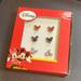 Disney Jewelry | Disney Mickey Mouse Set Of 3 Earrings In Clear, Red And Black Crystals Nwt | Color: Black/Red | Size: Os