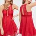 Free People Dresses | Free People Wherever You Go Crochet Red Lace Mini Dress | Color: Red | Size: 0