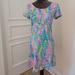 Lilly Pulitzer Dresses | Lilly Pulitzer Pull Over Watercolor Sundress With Short Sleeves Size Xs | Color: Blue/Pink | Size: Xs