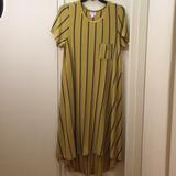 Lularoe Dresses | Nwt Lularoe Carly Stunning Yellow Green Stripe Casual Dress Sz S | Color: Green/Yellow | Size: S