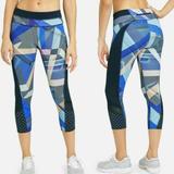 Athleta Pants & Jumpsuits | Athleta Sonar Capri Leggings Athletic Pants Womens Xs Geo Workout Running Crop | Color: Blue/Pink | Size: Xs
