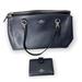 Coach Bags | Coach Christie Carryall In Crossgrain Navy Blue Leather Cross Body Bag + Wallet | Color: Blue | Size: Os