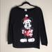 Disney Tops | Disney Mickey Mouse Christmas Sweatshirt S Black Long Slvs Red Metallic Raw Edge | Color: Black/Red | Size: S