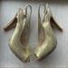 Nine West Shoes | Gold Glitter Peep Toe Sling Back Heeled Sandal Size 6 | Color: Gold/Tan | Size: 6