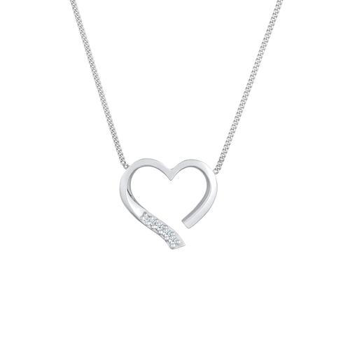 Elli DIAMONDS - Herz Liebe Diamant (0.055 ct.) 925 Silber Ketten 1 ct Damen