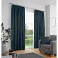 Fusion Navy Pencil Pleat Curtains W90 x L90" (229 x 229cm), Curtains for Living Room/Bedroom, Curtains & Drapes, Navy Blue Pencil Pleat Lined Curtains