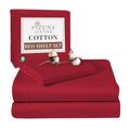 400 Thread Count Cotton Burgundy Red Single-Bed-Sheet-Set, 100% Long Staple Cotton Bed Sheets Single, Soft Sateen Bedding-Set - 1 Fitted Sheet, 1 Flat Sheet & 1 Pillowcase (100% Cotton Single Bed Set)