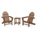 POLYWOOD® Classic Folding Adirondack 3-Piece Set w/ Long Island 18" Outdoor Side Table Plastic in Brown | Wayfair PWS700-1-TE