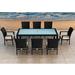 Lark Manor™ Kaneb Rectangular 8 - Person 78.75" Long Outdoor Dining Set w/ Cushions Glass, Wicker in Blue | 29.5 H x 78.75 W x 39.25 D in | Wayfair