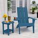 Rosecliff Heights Adirondack Chair w/ Table Plastic/Resin in Blue | 37.6 H x 33.86 W x 22.8 D in | Wayfair 419EF6AC38634851AB32FE748FD13B08