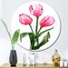 Red Barrel Studio® Three Red Spring Flowers Tulips - Unframed Print on Metal in Green/Pink/Red | 11 H x 11 W x 1 D in | Wayfair