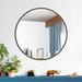 Everly Quinn Round Metal Framed Wall Mounted Bathroom/Vanity Mirror Metal in Black | 24 H x 24 W in | Wayfair 7A59809E8D4B4041A34CEED5A61E4911