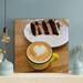 Latitude Run® A Cup Of Coffee w/ A Piece Of Chocolate Cake - 1 Piece Square Graphic Art Print On Wrapped Canvas in Brown/White | Wayfair