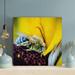 Gracie Oaks Bumblebee On Flower - 1 Piece Square Graphic Art Print On Wrapped Canvas in Blue/Yellow | 12 H x 12 W x 2 D in | Wayfair