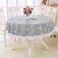 Nappe Toile cirée pvc Ronde,avec Motif Floral et Dentelle,Nappe Ronde Anti Tache Impermeable Nappe