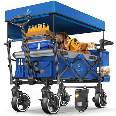 Bollerwagen Faltbar GTS-9100 mit Dach Handwagen Transportwagen klappbar inkl. 2x 3-Punkt Gurtsystem Image