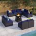 MakeYourDay 10-Seater Rattan Sectional Sofa Set with 2 Kinds of Gas Fire Pit Tables